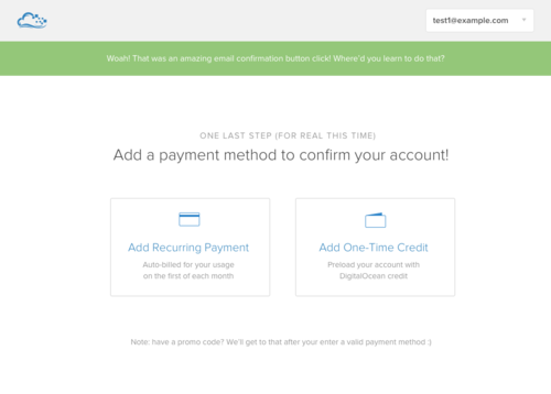 The app's landing page asks which billing type you want